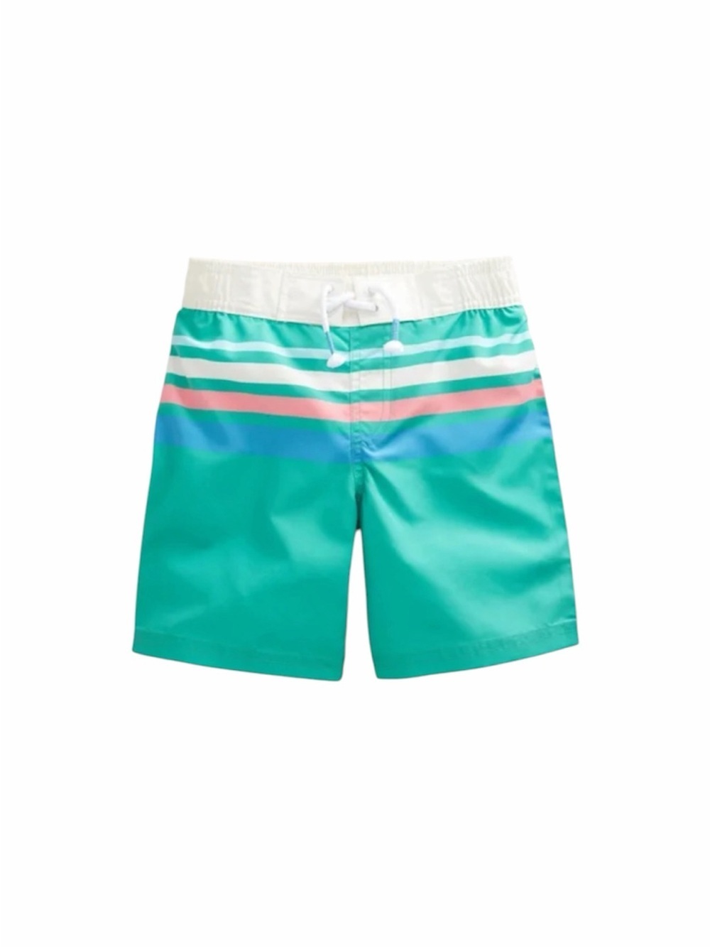 Mini Boden Boys Striped Board Short Swim Trunks 11-12 Tropical Green